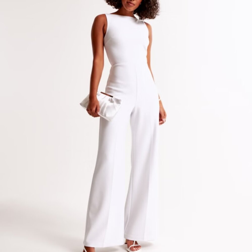 NWT Abercrombie and Fitch White Slash Clasp-Back Jumpsuit XS